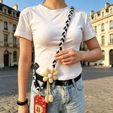 1PC Crossbody Phone Strap, Adjustable Anti-Theft Phone Lanyard, Unisex, Essential for Travel,Black and white