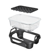 Air Fryer Glass Baking Tray Insert with Drain Rack & Support Frame, Heat Resistant Food Safe Cooking Container-Black In Australia - Darrahopens