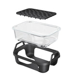 Air Fryer Glass Baking Tray Insert with Drain Rack & Support Frame, Heat Resistant Food Safe Cooking Container-Black In Australia - Darrahopens