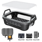 Air Fryer Glass Baking Tray Insert with Drain Rack & Support Frame, Heat Resistant Food Safe Cooking Container-Black In Australia - Darrahopens
