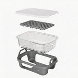 Air Fryer Glass Baking Tray Insert with Drain Rack & Support Frame, Heat Resistant Food Safe Cooking Container-Gray In Australia - Darrahopens