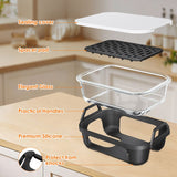Air Fryer Glass Baking Tray Insert with Drain Rack & Support Frame, Heat Resistant Food Safe Cooking Container-Gray In Australia - Darrahopens