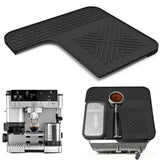 L Shaped Silicone Coffee Machine Mat, Non Slip Heat Resistant Espresso Machine Drip Tray Protector Pad-Black