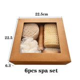 6 Piece Natural Body Bath Set Exfoliating Shower Kit with Loofah Brush Bath Sponge In Australia - Darrahopens