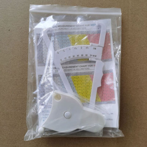 Body Fat Caliper Skinfold Measure Kit Y‑Shape Body Fat Measuring Tool with Instruction Chart for Fitness Body Monitoring- White