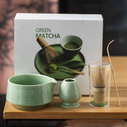 Diancha Tea Whisk Set, Bamboo Tea Tools with Ceramic Tea Bowl, Complete Powder Tea Making Kit, Gift Set for Tea Lovers-Green