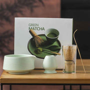 Diancha Tea Whisk Set, Bamboo Tea Tools with Ceramic Tea Bowl, Complete Powder Tea Making Kit, Gift Set for Tea Lovers-Light Green