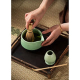 Diancha Tea Whisk Set, Bamboo Tea Tools with Ceramic Tea Bowl, Complete Powder Tea Making Kit, Gift Set for Tea Lovers-Light Green