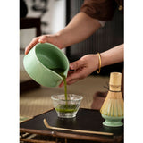 Diancha Tea Whisk Set, Bamboo Tea Tools with Ceramic Tea Bowl, Complete Powder Tea Making Kit, Gift Set for Tea Lovers-Light Green