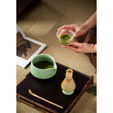 Diancha Tea Whisk Set, Bamboo Tea Tools with Ceramic Tea Bowl, Complete Powder Tea Making Kit, Gift Set for Tea Lovers-Light Green