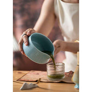 Diancha Tea Whisk Set, Bamboo Tea Tools with Ceramic Tea Bowl, Complete Powder Tea Making Kit, Gift Set for Tea Lovers-Gradient Blue