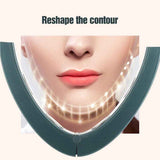 Red & Blue LED Light Therapy Beauty Device with Microcurrent EMS, Constant Temperature Magnetic Heat, and V-Shaped Face Lifting