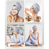 3 Pack Microfiber Hair Towel Wrap, Fast Drying Hair Towels for Women, Soft Lightweight Quick Dry Turban for Curly & Long Hair-Blue,Grey,Pink In Australia - Darrahopens