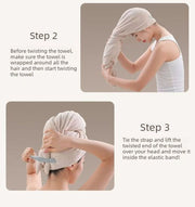 Waffle Weave Microfibre Hair Drying Towel Extra Large Super Absorbent Quick Dry Hair Wrap for Long Thick Hair-Ivory In Australia - Darrahopens