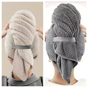 Waffle Weave Microfibre Hair Drying Towel Extra Large Super Absorbent Quick Dry Hair Wrap for Long Thick Hair-Gray