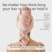 Waffle Weave Microfibre Hair Drying Towel Extra Large Super Absorbent Quick Dry Hair Wrap for Long Thick Hair-Pink