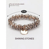 3-Pack Simple & Stylish Crystal Hair Ties for Women – Ponytail Elastic & Bracelet 2-in-1