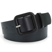Women’s Square Buckle Leather Belt, Solid Color Simple Waist Belt for Dresses Jeans Trousers- black In Australia - Darrahopens