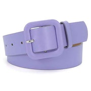 Women’s Square Buckle Leather Belt, Solid Color Simple Waist Belt for Dresses Jeans Trousers-purple In Australia - Darrahopens