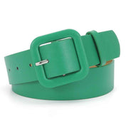 Women’s Square Buckle Leather Belt, Solid Color Simple Waist Belt for Dresses Jeans Trousers-green In Australia - Darrahopens