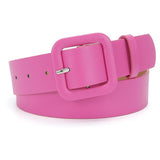 Women’s Square Buckle Leather Belt, Solid Color Simple Waist Belt for Dresses Jeans Trousers-rose In Australia - Darrahopens