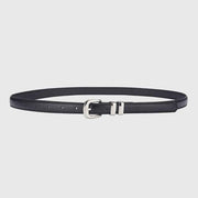 Thin Leather Waist Belt for Women, Slim Silver Pin Buckle Belt for Dresses Shirts Jeans-black In Australia - Darrahopens