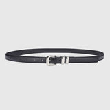 Thin Leather Waist Belt for Women, Slim Silver Pin Buckle Belt for Dresses Shirts Jeans-black