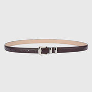 Thin Leather Waist Belt for Women, Slim Silver Pin Buckle Belt for Dresses Shirts Jeans-coffee brown In Australia - Darrahopens