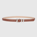 Thin Leather Waist Belt for Women, Slim Silver Pin Buckle Belt for Dresses Shirts Jeans-camel In Australia - Darrahopens