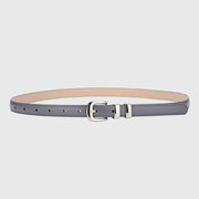 Thin Leather Waist Belt for Women, Slim Silver Pin Buckle Belt for Dresses Shirts Jeans-dark grey In Australia - Darrahopens