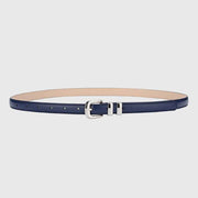 Thin Leather Waist Belt for Women, Slim Silver Pin Buckle Belt for Dresses Shirts Jeans-navy blue In Australia - Darrahopens