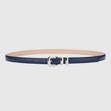 Thin Leather Waist Belt for Women, Slim Silver Pin Buckle Belt for Dresses Shirts Jeans-navy blue