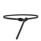 Knotted Thin Leather Belt for Women, Adjustable Slim Waist Strap for Dresses Long Blouses-black In Australia - Darrahopens