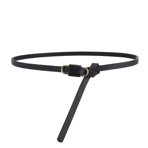 Knotted Thin Leather Belt for Women, Adjustable Slim Waist Strap for Dresses Long Blouses-black In Australia - Darrahopens