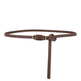 Knotted Thin Leather Belt for Women, Adjustable Slim Waist Strap for Dresses Long Blouses-coffee brown In Australia - Darrahopens