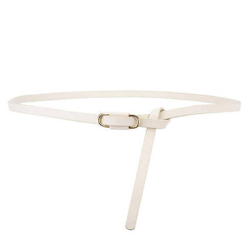 Knotted Thin Leather Belt for Women, Adjustable Slim Waist Strap for Dresses Long Blouses-beige In Australia - Darrahopens