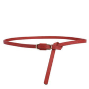 Knotted Thin Leather Belt for Women, Adjustable Slim Waist Strap for Dresses Long Blouses-red In Australia - Darrahopens