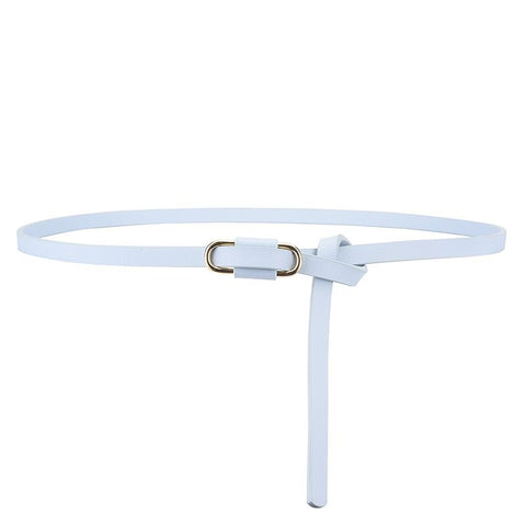 Knotted Thin Leather Belt for Women, Adjustable Slim Waist Strap for Dresses Long Blouses-sky blue In Australia - Darrahopens