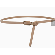 Knotted Thin Leather Belt for Women, Adjustable Slim Waist Strap for Dresses Long Blouses-khaki In Australia - Darrahopens