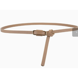 Knotted Thin Leather Belt for Women, Adjustable Slim Waist Strap for Dresses Long Blouses-khaki In Australia - Darrahopens