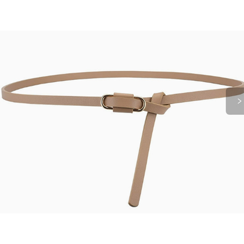 Knotted Thin Leather Belt for Women, Adjustable Slim Waist Strap for Dresses Long Blouses-khaki In Australia - Darrahopens