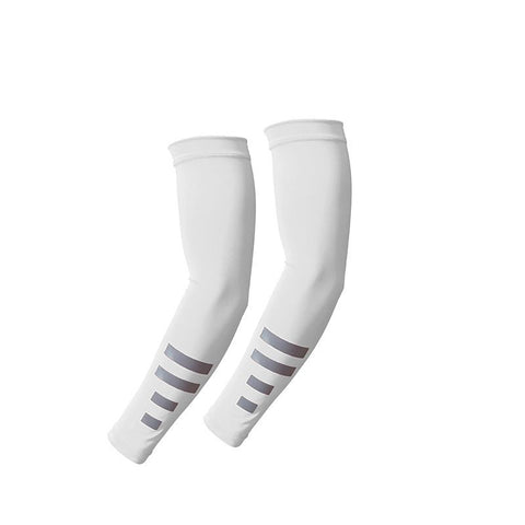 UV Protection Arm Sleeves with Reflective Strips, Breathable Cooling Sun Sleeves for Driving Cycling Running-White In Australia - Darrahopens