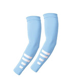 UV Protection Arm Sleeves with Reflective Strips, Breathable Cooling Sun Sleeves for Driving Cycling Running-Light Blue