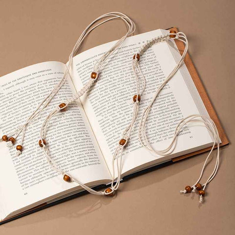 Neutral Tone Wooden Bead Knotted Waist Sash Adjustable Fringe Drawstring Minimal Boho Belt for Women In Australia - Darrahopens