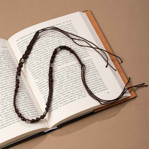 Dark Brown Hand Knotted Wooden Bead Metal Waist Sash Adjustable Fringe Drawstring Ethnic Boho Dress Belt In Australia - Darrahopens