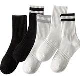 Mid-Calf Socks - 5-Pair Pack - Women's Socks - Men's Socks - Striped Socks - Solid Color Socks - Sports Socks