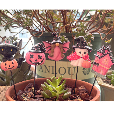 Halloween Pumpkin Skull Succulent Flower Pot Insert – Plant Pot Decoration, Resin Ornament