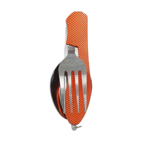 Folding Camping Cutlery Set, Multi Function Stainless Steel Spoon Fork Combo for Picnic Hiking Travel Backpacking-Orange In Australia - Darrahopens