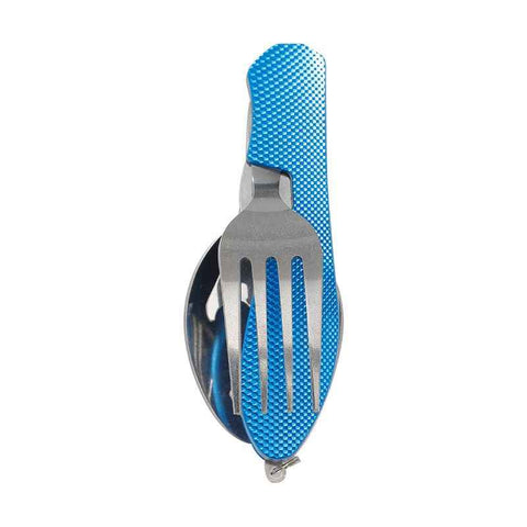 Folding Camping Cutlery Set, Multi Function Stainless Steel Spoon Fork Combo for Picnic Hiking Travel Backpacking-Blue In Australia - Darrahopens