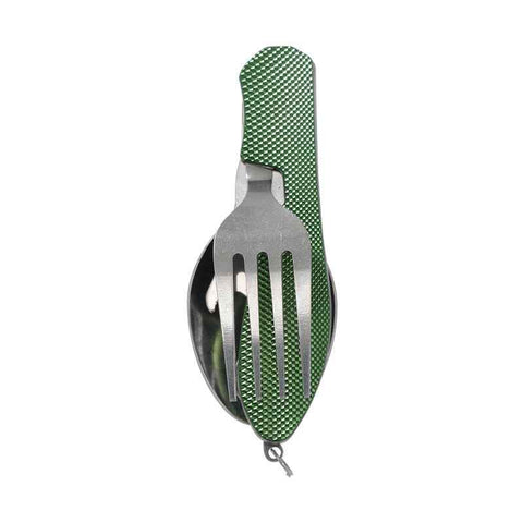 Folding Camping Cutlery Set, Multi Function Stainless Steel Spoon Fork Combo for Picnic Hiking Travel Backpacking-Green In Australia - Darrahopens